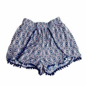 Divided by H&M Printed Pom Pom Trim Shorts Size 4 Elastic Waist